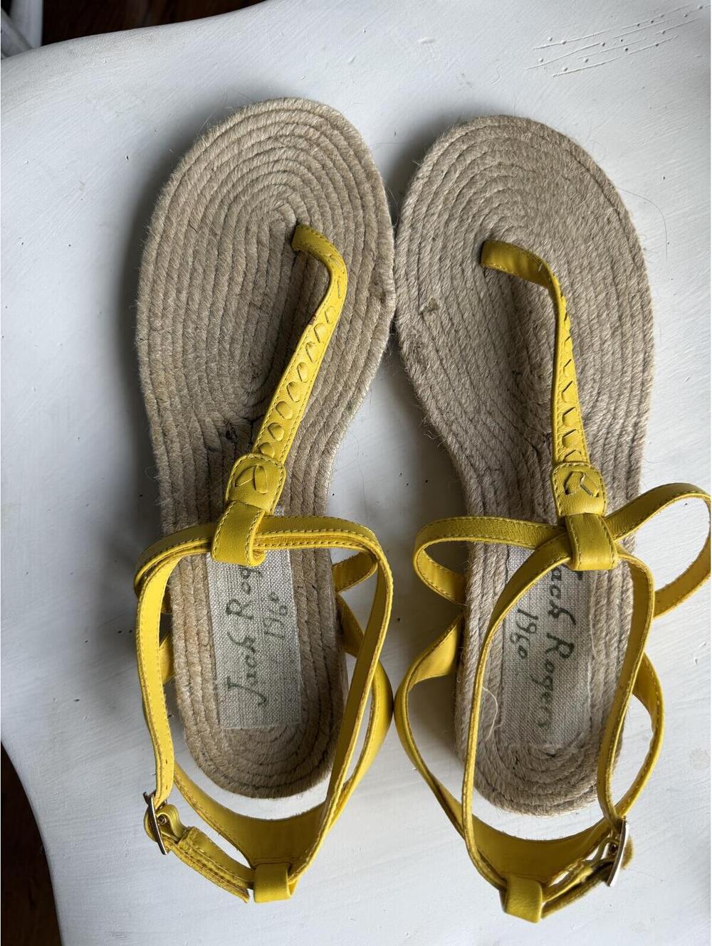 Jack Rogers Yellow Leather  Sandals Size 8.5
